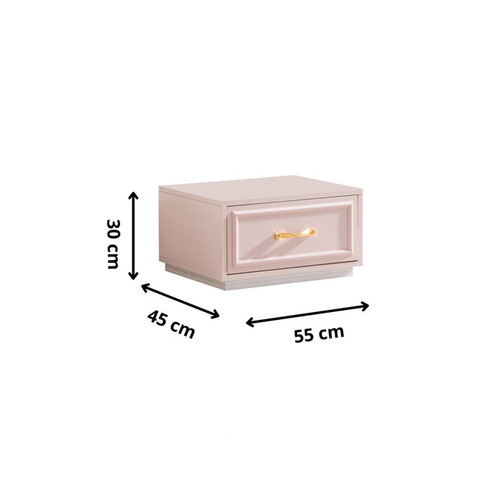 Hanah Home Mesita de Noche Rosa y Blanco
